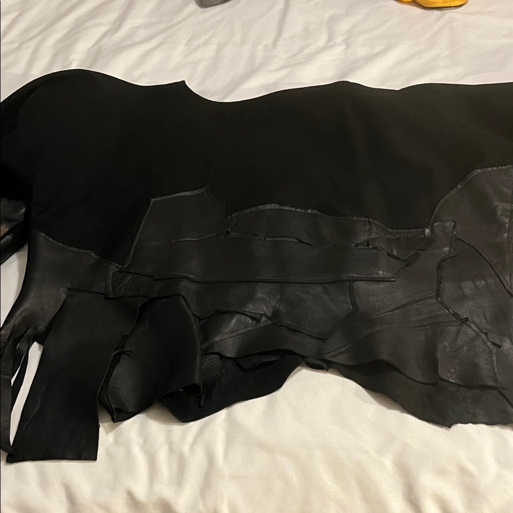 Unique Black Leather Patchwork Long Sleeve Top - image 8